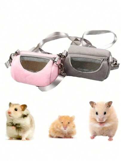 1pc Mini Hamster Travel Backpack, Zipper Design, Polyester Material, Suitable For Small Pets Like Hamsters, Pet Supplies, Small Pet Accessories, Portable Carrier