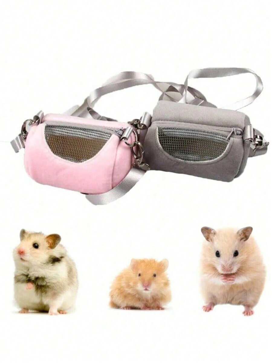 1pc Mini Hamster Travel Backpack, Zipper Design, Polyester Material, Suitable For Small Pets Like Hamsters, Pet Supplies, Small Pet Accessories, Portable Carrier