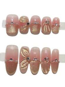 Bộ 10 móng tay giả hình oval thủ công theo phong cách tối giản sang trọng, nổi bật với họa tiết mắt mèo và nàng tiên cá lấp lánh. Trông thanh lịch và tôn lên tông màu da, phù hợp để sử dụng hàng ngày cho nhiều phụ nữ khác nhau và có thể tái sử dụng. - Nhiều màu - Xem 12