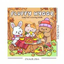 1 Stück (21cm*21cm) Malbuch für Erwachsene, dickes Papier, deckend, klare Linien, leicht zum Ausmalen, geeignet für Freundinnen-Treffen, eine Reihe von niedlichen Themen von gemütlichen Herbstpartys bis hin zu Strandabenteuern, Wohlfühl-Stil, Flauschige Freunde Shop und wissenschaftlich thematisiertes Malbuch zum Entwickeln der Denkfähigkeit, Herbst. Schreibwaren, Schulmaterial, Mal- und Zeichenbedarf, Weihnachten