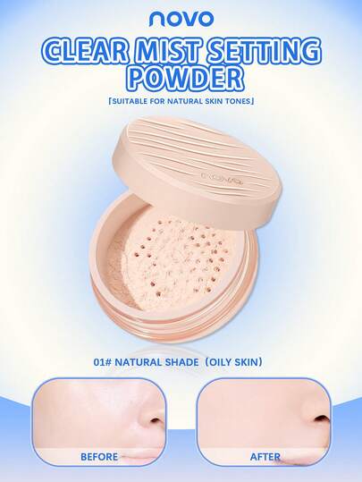 NOVO Long-Lasting Oil-Control Setting Powder, Non-Cakey, Non-Flaky, Lightweight, Natural Pore-Minimizing Loose Powder. Fine Texture, Suitable For All Skin Types