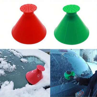 4pcs Car Window Windshield Ice Scraper Funnel, Circular Plastic Snow Shovel, Automotive Snow Removal Tool