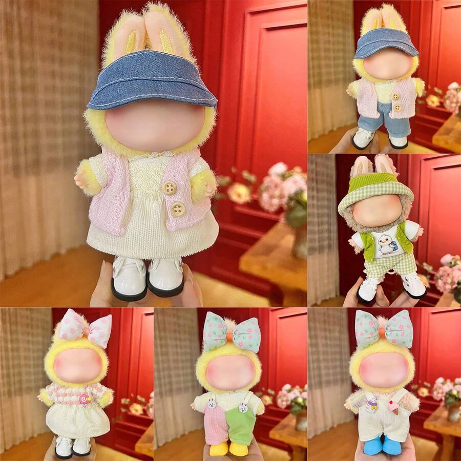 17 Cm Fresh And Delicate Style Doll Clothing Set,Compatible With Labubu,Clothing Set Suitable For 6.7-Inch Doll Set, Fashionable And Unique Hat And Clothing Accessories, Suitable For First/Second/Third Generation Dolls To Play And Display ,Clothing Set Only,(Excluding Dolls And Shoes) - Multicolor - View 1