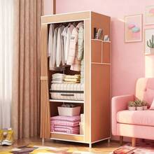 Simple Portable Wardrobe - Dustproof Non-Woven Fabric, Reinforced Full Steel Frame & 4 Hook Rods, Easy Assembly, Sturdy Closet for Home Bedrooms & Rental Houses, Clothes Organizer Storage, Bedroom Storage, Modern Bedroom Decor, Durable Construction, Portable Closets, Closet For Clothes, Furniture For Home - Multicolor - Ver 1