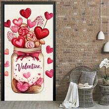 1 pieza Guirnalda en forma de corazón para el Día de San Valentín - Diseño de corazón rojo con tarro de albañil y corazones de caramelo, decoración de poliéster durable para interiores/exteriores, decoración del hogar, fiesta, sin necesidad de electricidad, telón de fondo para fotos, decoración en forma de corazón, estilo festivo - 1 pieza - Ver 4