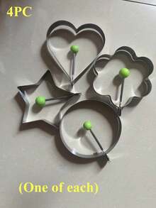 1个带手柄不锈钢鸡蛋模具，4种不同形状，蛋清分离器，煎饼模具，心形鸡蛋模具，创意鸡蛋圈，不粘煮蛋器，经久耐用，颜色和款式随机。 - 煎蛋模具 - 查看 13