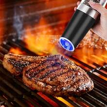 2PCS Electric Salt And Pepper Grinder Set, Gravity Automatic Mill With LED Light, Adjustable Coarseness, One-Hand Battery Operated Stainless Steel Grinder For Kitchen - Black - View 7