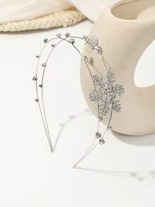 1 pieza Diadema de metal con doble capa de cristales de imitación con diseño de copo de nieve, diadema brillante adecuada para decoración de fiestas y accesorios de disfraces - Plateado - Ver 1