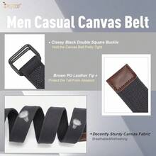 JASGOOD Men Canvas Double Ring Belt Plus Size Men Cloth Casual Belt For Jeans Pants{"Color_name":"Blue/White","Size_name":"FitsWaistSize45\"-50\""} - 多色28 - 查看 5