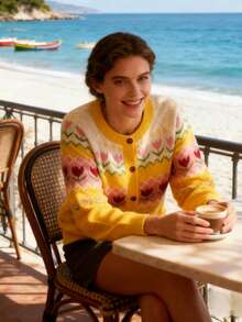 Cozy Oversized Fair Isle Knit Button-Up Cardigan