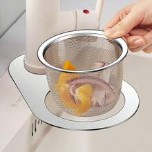 1pc High Efficiency Stainless Steel Sink Strainer - Gooseneck Stainless Steel Kitchen Sink Drain Filter With Removable Handle, Effective Wet And Dry Separation Drain Filter For Kitchen Sink, Vegetable Washing Pool Kitchen Items Kitchen Accessories Kitchen Tools