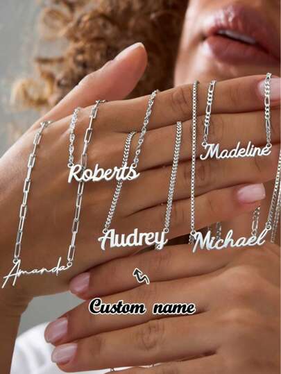 1pc Customized Name Necklace, Stainless Steel Personalized Letter Choker Necklace Pendant, Ideal Gift For Couples, Friends, Family, Mother's Day, Fashionable, Minimalist, Casual, Personalized, Unique Gift For Girlfriend, Mom, Family, Friend, Daughter For Anniversary, Valentine's Day, Mother's Day, Birthday, Graduation, Daily Wear, Wedding, Prom