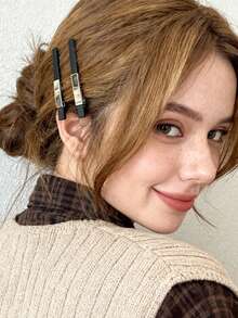 1 Pair Minimalist Luxury Metal Matte Black Hair Clips, Elegant Bangs Clips Hair Accessories, Hair Slide, Hair Barrettes