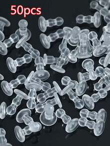 30pcs/50pcs Earring Earstud Plugs, Handmade DIY Jewelry Earring Accessories, Silicone Anti-Slip Anti-Lost Ear Plugs - Transparent - View 13