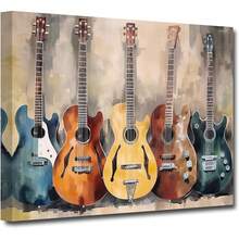 Guitar Canvas Wall Art Vtage Style Guitar Patgs Prt Abstract Watercolor Music Pictures Musical Instrument Poster For Teens Room Decor Guitar , . X.