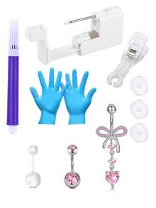 CIZME Bộ dụng cụ xỏ khuyên rốn Súng xỏ khuyên rốn, 3 khuyên rốn, Găng tay, Bút đánh dấu & Kẹp hỗ trợ, Đĩa dùng một lần, Bộ dụng cụ xỏ khuyên rốn nhiều kiểu dáng Bộ dụng cụ xỏ khuyên rốn dạng khuyên - Nhiều màu - Xem 15