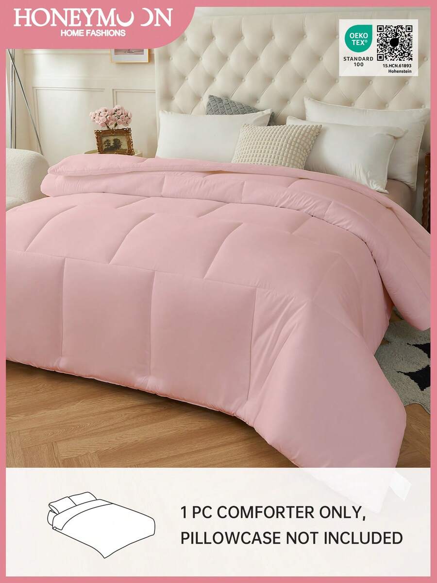 1 buah Selimut Quilted - Semua Musim, Alternatif Bulu Angsa, Lubang di Sudut, Bersertifikasi Oeko-Tex, Merah Muda Terang - Baby Pink - View 1