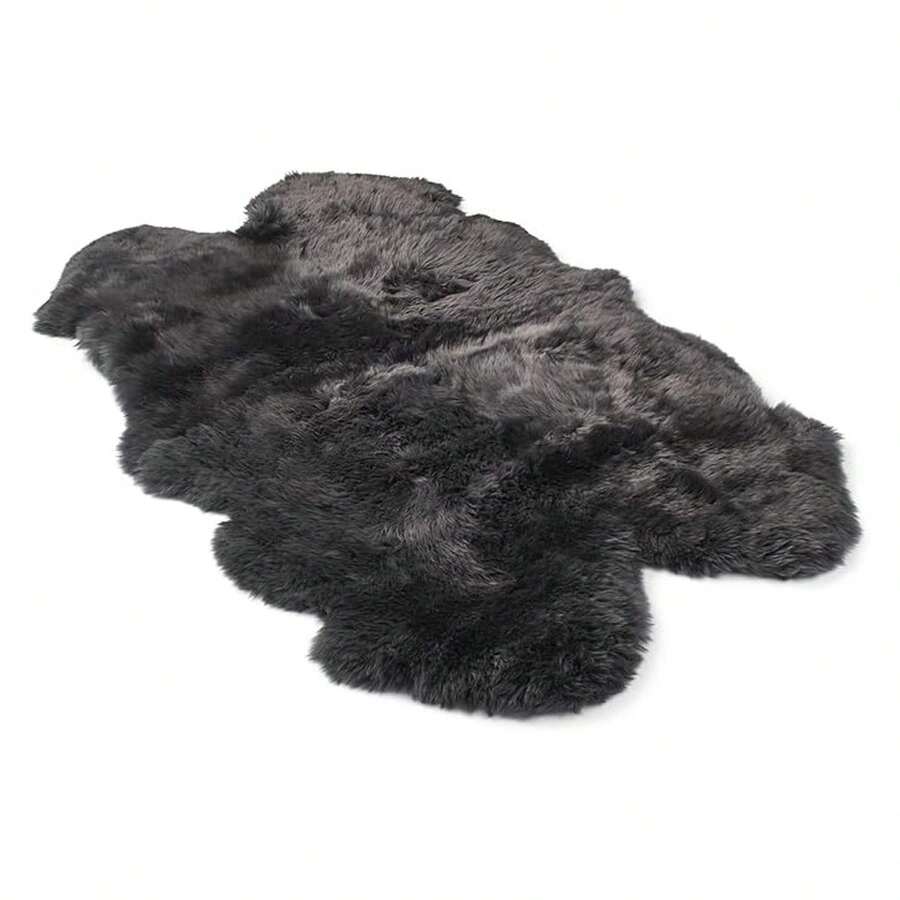 Real Sheepskin Rug 4x6 Ft | Sheepskin Rugs For Living Room And Sofa | Bedside Rugs For Bedrooms | Large Fluffy Rug Is Breathable & Heat-Regulating In Color Dark Grey - Multicolor 847 - View 1