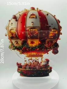 2D Acryl flache Weihnachtsmann & Heißluftballon Ornament, Weihnachts-Themen Dekoschild und Plakette, vielseitige Boho-Stil Dekoration mit englischem Text, geeignet für Zuhause, Küche, Schlafzimmer, Wohnzimmer, Feiertage