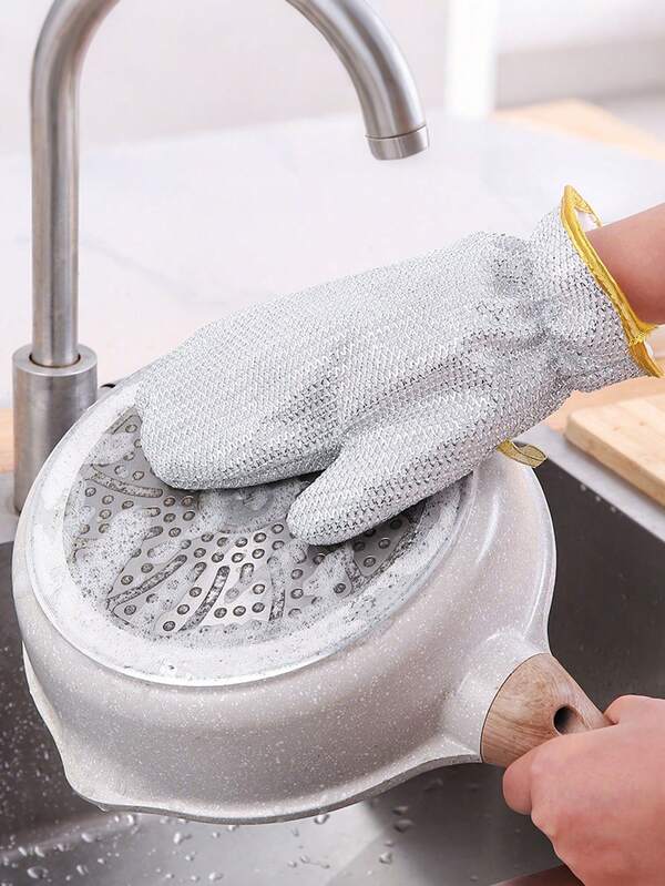 1 Pair Dishwashing Sponge Gloves, Scratch-Resistant Dishwasher Gloves, Waterproof Kitchen Scrub Sponge