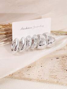 3 对/9 对女士厚实银质环形耳环套装防过敏粗环形耳环 - 彩色 - 查看 4