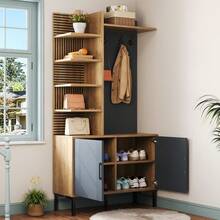 Kleiderschrank-Set mit Schuhfach, Regalen und Haken - Inklusive verstellbaren Trennwänden