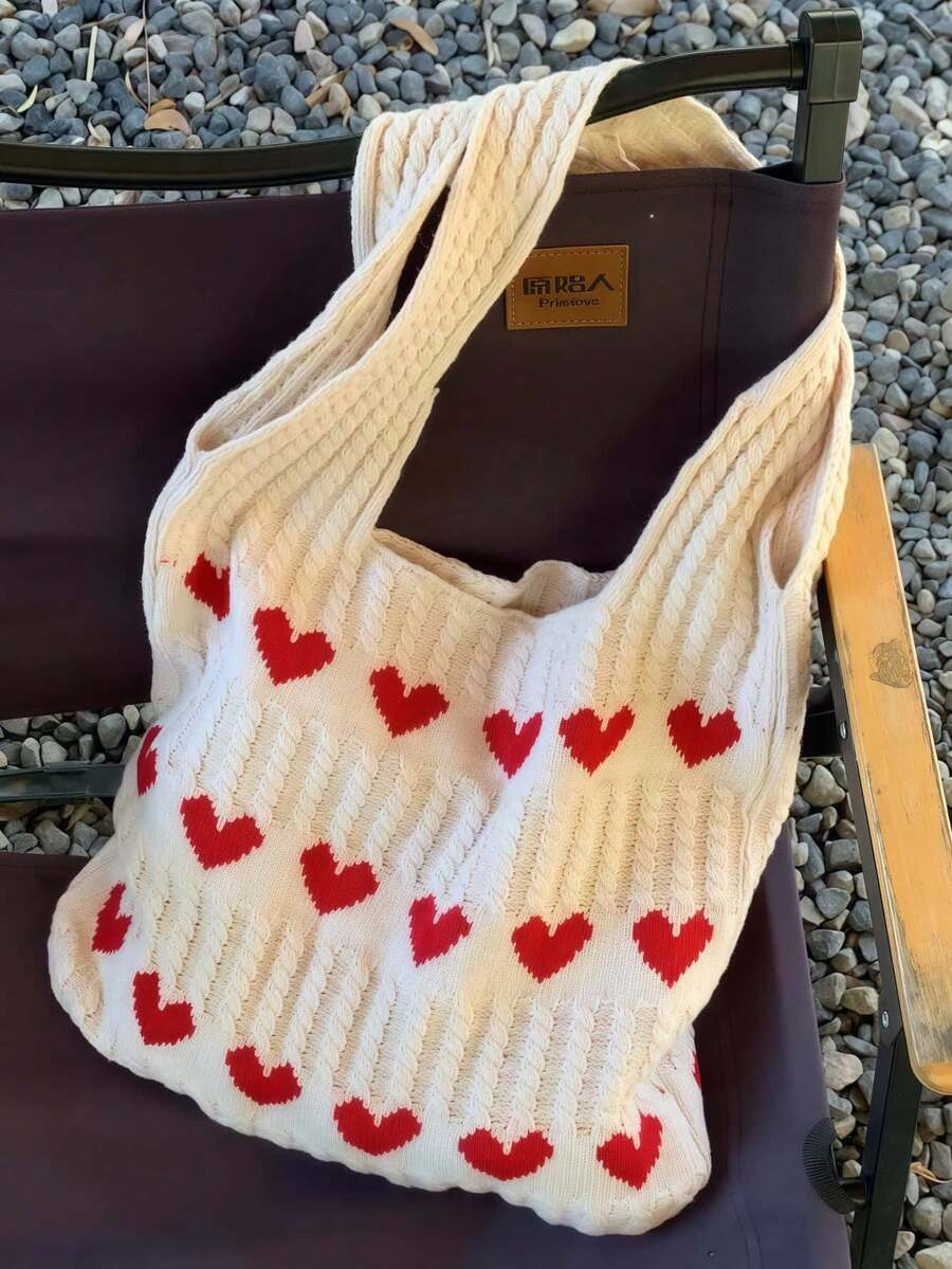 1 Piece Of Love 撞色羊毛钩编手提包单肩包大容量时尚沙滩包多功能通勤包