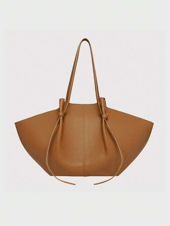 1 件女式 PU 皮革单肩手提包，大容量腋下托特包，带翼设计