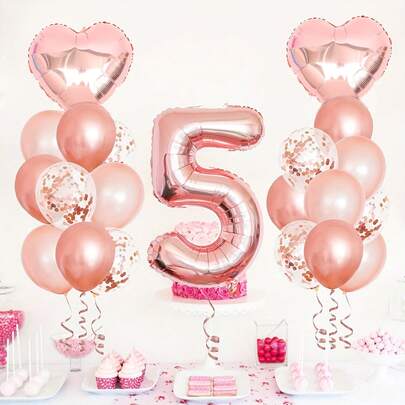 10 piezas Globos con números del 0 al 9 y con forma de corazón de 32 pulgadas en color oro rosa, adecuados para decoración de cumpleaños, Año Nuevo, boda, aniversario y fiesta, globos de fiesta de cumpleaños con tema de oro rosa