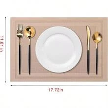 Washable Vinyl Placemats Set Of 4 For Indoor/Outdoor Use - H-simple Style-light Brown - View 5