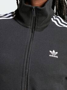 Adidas Áo khoác thể thao cổ đứng ADICOLOR có khóa kéo sọc đơn giản phong cách cổ điển dành cho nữ, màu đen Áo khoác thể thao cổ đứng ADICOLOR phong cách cổ điển - màu đen - Xem 5