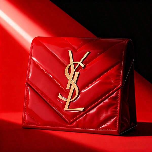 Yves Saint Laurent 1pc Red Patent Leather Makeup Storage Bag, Can Be DIY Into An Elegant Evening Handbag, Women's Wedding Bag, Women's Crossbody Bag, Suitable For Daily Use, Commuting, Wedding, Christmas Fashion Items And Gifts