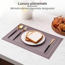 Washable Vinyl Placemats Set Of 4 For Indoor/Outdoor Use - H-simple Style-deep Gray - View 10