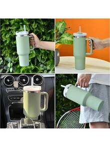 6/4/2/1 pieza Pajitas de plástico reutilizables extra largas para vaso, accesorios, pajitas de repuesto extra largas de 12 pulgadas 310 mm con cepillo de limpieza, compatibles con vasos de 20/30/40 oz, juego de fiesta de Navidad de plástico, regalo de Navidad - Multicolor - Ver 3