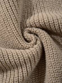 Áo len dệt kim dáng rộng, nhẹ nhàng, thiết kế tối giản, cổ tròn, thích hợp cho mùa thu/đông. - Màu Khaki - Xem 10