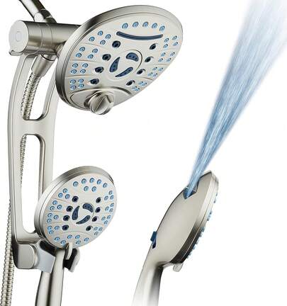 Hotel Spa AquaCare As-Seen-On-TV - Cabezal de ducha de alta presión de mano y lluvia de 80 modos de 3 vías con brazo ajustable, boquillas antiobstrucciones, lavado a presión para tina y mascotas,