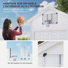 SPORTNOW Panneau de basket-ball mural, panier basket-ball extérieur, avec filet tous temps, panier spécial, pour l'intérieur et l'extérieur blanc - Noir et Blanc - Voir 2