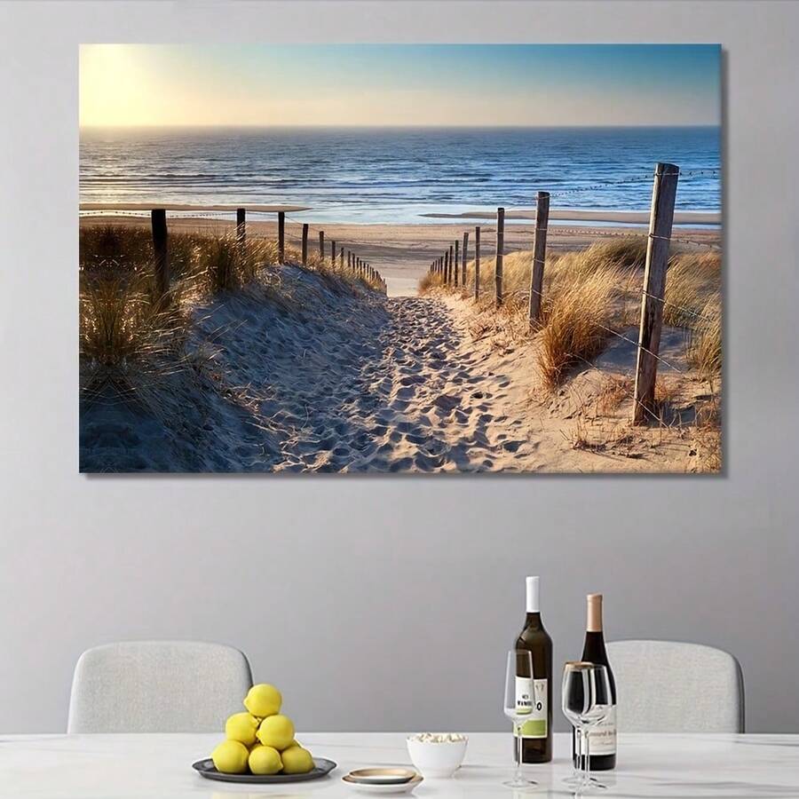 1 cái, Tranh vải canvas bãi biển treo tường cho phòng khách, phòng ngủ, văn phòng, trang trí tường, bình minh, sóng biển, tranh phong cảnh biển, hình ảnh thiên nhiên biển, trang trí tường văn phòng tại nhà, tác phẩm nghệ thuật phong cảnh hiện đại, không có khung - Nhiều màu - Xem 1