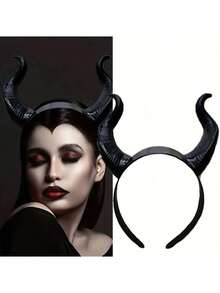哥特风可拆卸黑色羚羊恶魔角头箍 | 女巫女王美学动物元素配饰，万圣节和圣诞节成人角色扮演必备道具，女士万圣节服装配饰，女士圣诞节服装 - 款式隨機 - 查看 9