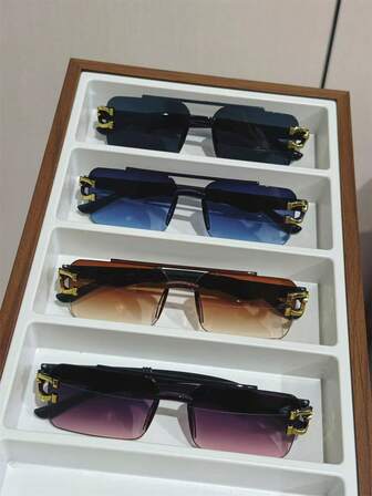 4 pezzi Occhiali da sole quadrati senza cornice, versatili per uomo, adatti per uso quotidiano, spiaggia, pesca, ciclfesta party, casual, stile di strada retrò, moda unisex