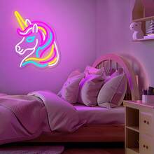 USB-Powered Unicorn Neon Sign - Colorful LED Wall Decor For Girls' Bedroom, Perfect Birthday Or Christmas Gift