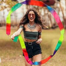 10PCS Gymnastic Ribbon, Sparkling Dance Ribbon With Twirling Baton Gradient Rainbow Dance Ribbons - Perfect For Gymnastics, Birthday Parties & Wedding Decorations - Multicolor - View 2