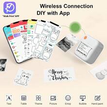 Impressora Sem Fio Mini, Impressora Térmica Portátil Sem Tinta, Recarregável por USB, Impressora de Bolso Mini para Caderno, Diário, Scrapbook, Viagem, Notas, Lista, Memorando, Casa e Escritório