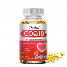 Suplemento de COQ10 de alta potencia de 500 mg con 50 mg de resveratrol - Favorece la salud cardiovascular y la energía - 120 cápsulas blandas - 1 botella - Ver 7