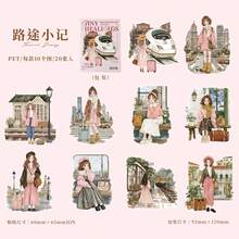 20张/包 女孩主题贴纸，创意美学贴纸，DIY装饰拼贴工艺材料，节日礼物，个性化剪贴簿学习用品文具 - 粉色 - 查看 10