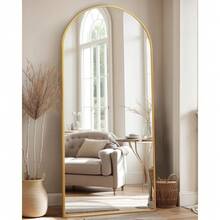 Full Length Mirror, 59"X18" Floor Mirror, Arched Floor Standing Freestanding Arch Full Body Mirrors With Stand For Bedroom, Hanging Mounted For Living Room Cloakroom,Gold - Vàng - Xem 9