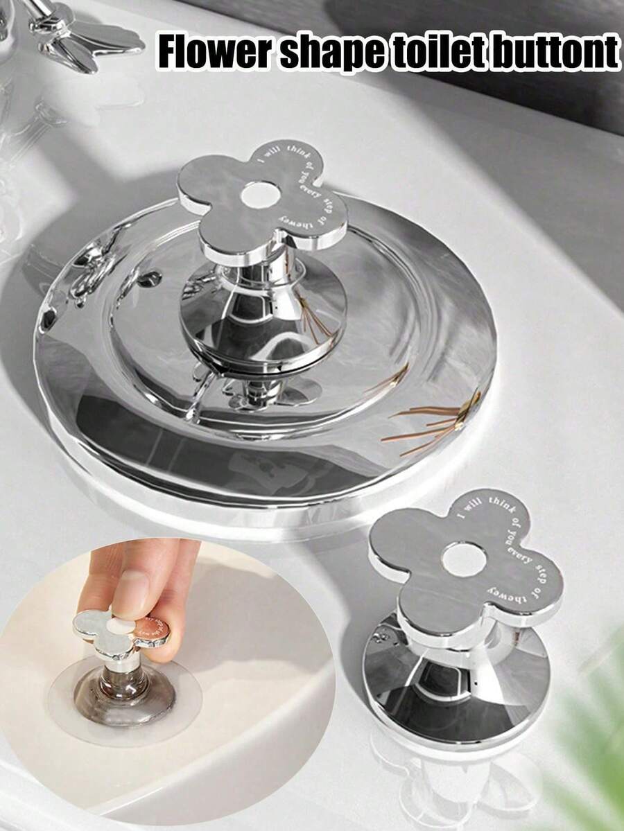 1 件花卉卡通马桶冲水手柄、花形马桶冲水按钮、马桶水箱按钮、花形马桶按压器、马桶冲水按钮推杆工具、创意花朵抽屉柜拉手 - 轻松按压,时尚浴室配件,带来优雅触感,适合长钉设计 - 彩色 - 查看 1