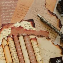 30pcs/Pack Vintage English Phrase Handwritten Burned Craft Asymmetrical Edge Scrapbooking Paper, Retro Music Notes, Letters, Butterflies, Distressed Diary & Journal Decorative DIY Background Material