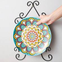 1pc Heavy-Duty Iron Wall-Mounted Display Stand Easel - Plate Holder, Book & Platter Stand, Space-Saving Black Metal Shelf, Dining Room, Entryway - Holds Plates, Bowls, Picture Frames