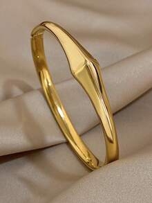 1 Pc Minimalist Geometric Chunky Bangle Bracelets For Women Stackable Stainless Steel Cuff Bracelet Daily Party Jewelry Christmas Gifts